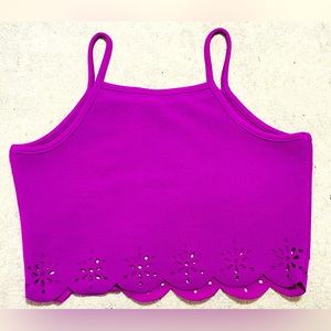 New Fuchsia Retro Floral Crop Top Tank Sexy Intimate Women’s Small Club or Beach